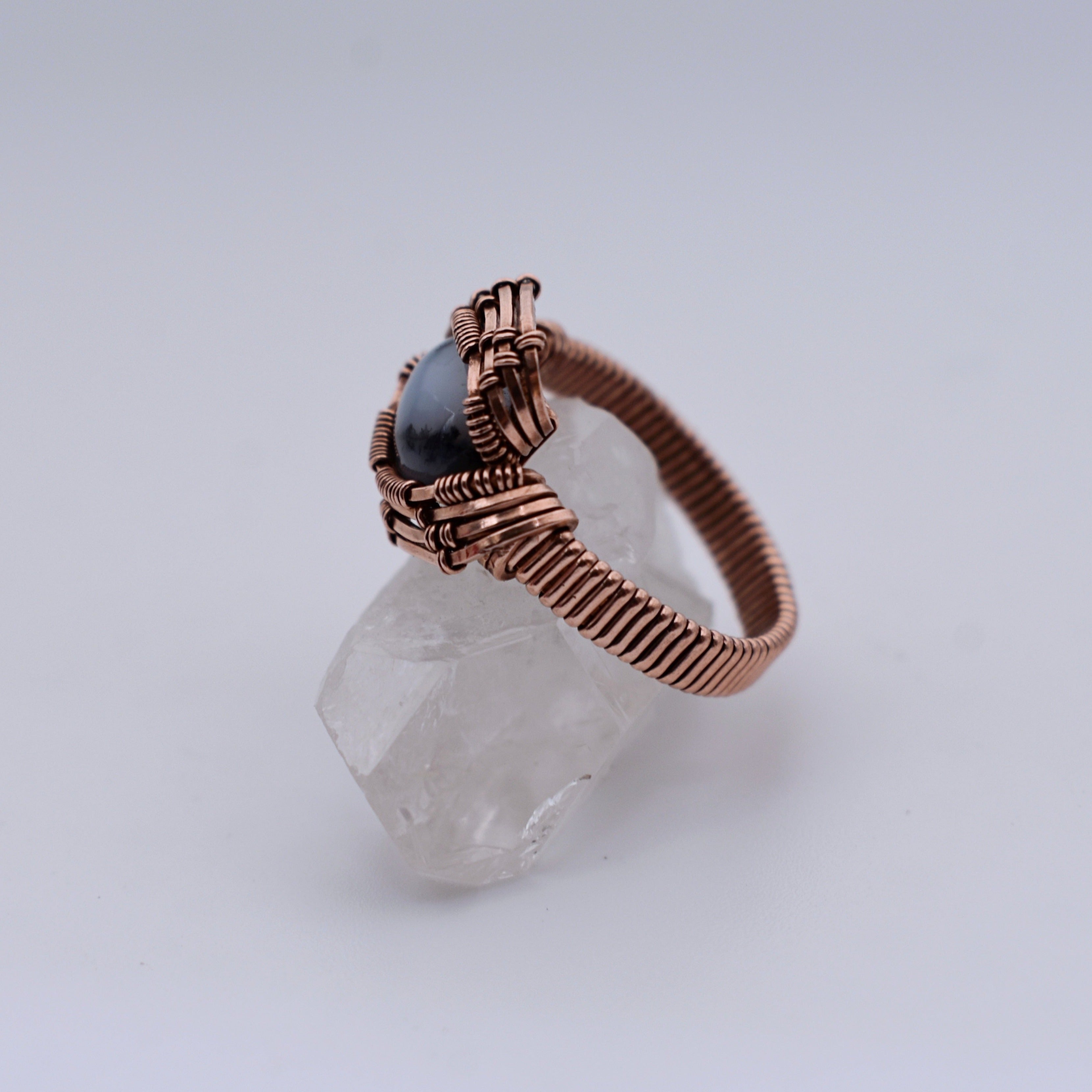 Silver Wire Wrapped Moon Ring